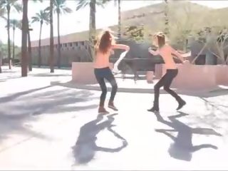 Twins I great girls playing dirty movie in public