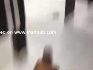 JERKING BIG BLACK dick AT PUBLIC TOILET