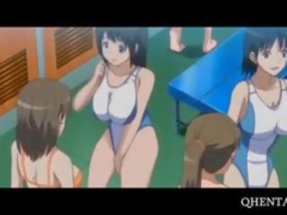 Flirty hentai girls taken hard in locker room