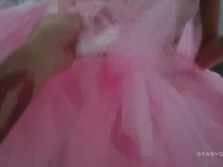 有吸引力 sveta 跳舞 穿著 一 粉紅色 芭蕾舞女演員 tutu 連衣裙