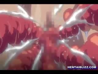 Nine mėnesių manga su bigtits išgręžtas visi skylė iki tentacles monstras