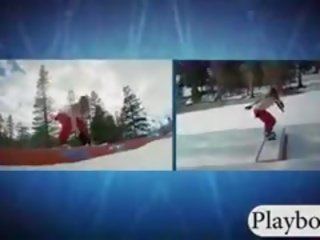 Stupendous babes đi khỏa thân sau đó tryout snowboarding và paragliding