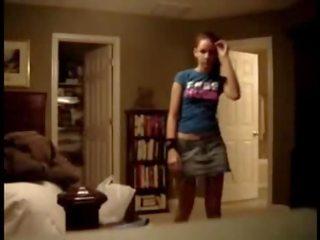 Spycam Records adolescent In Jeans Skirt Stripping