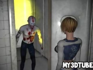 3D Cartoon Blonde honey Getting Fucked By A Zombie