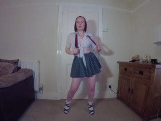 Striptease in School Uniform with Ankle Socks: Free dirty film 2f