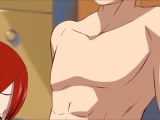 Fairy Tail XXX parody Erza gives a dream blowjob