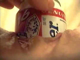 Tearing her pussy to shreds with a can show