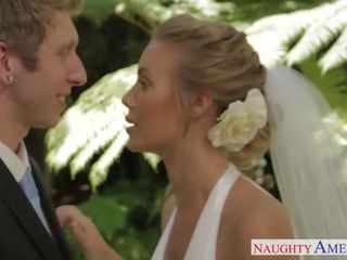 Charming blonde bride Nicole Aniston fucking