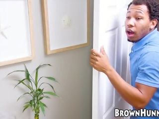 Busty ebony Jenna Foxx showers before bouncing on BBC