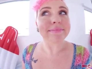 Big tits Miley May POV deepthroat and swallowing cum