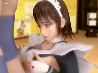 Adorable 3d cartoon maid titfucked and fingered