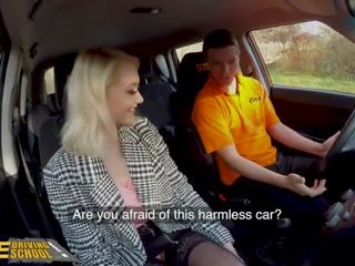 Fake Driving School Blonde Marilyn Sugar in Black Stockings sex clip in Car xxx movie videos