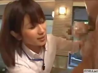 Shy Japanese Employee Gives Out Handjobs At glorious Spring