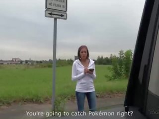 Great tremendous pokemon hunter busty divinity convinced to fuck stranger in driving van