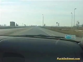 Crazy amateur schoolgirl gets cum next to car